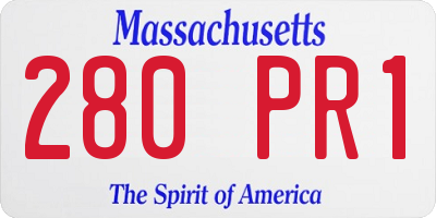 MA license plate 280PR1