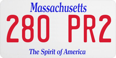 MA license plate 280PR2
