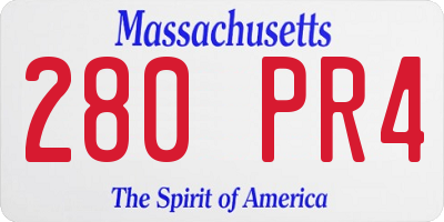 MA license plate 280PR4