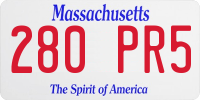 MA license plate 280PR5