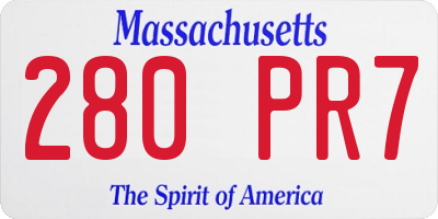 MA license plate 280PR7