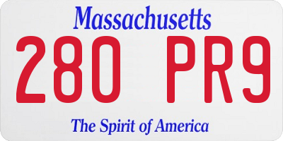 MA license plate 280PR9