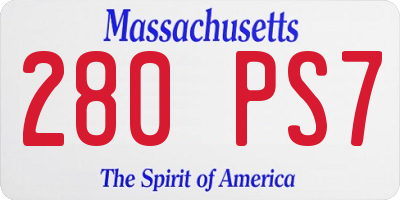 MA license plate 280PS7