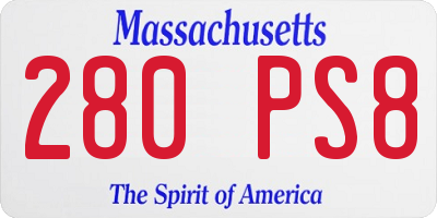 MA license plate 280PS8
