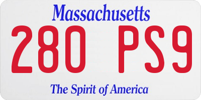 MA license plate 280PS9