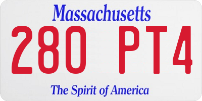 MA license plate 280PT4