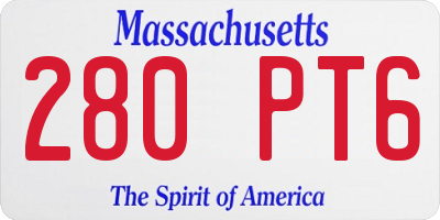 MA license plate 280PT6