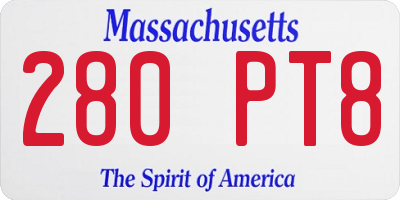 MA license plate 280PT8