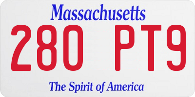 MA license plate 280PT9