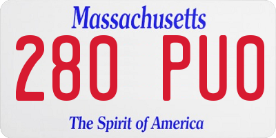 MA license plate 280PU0