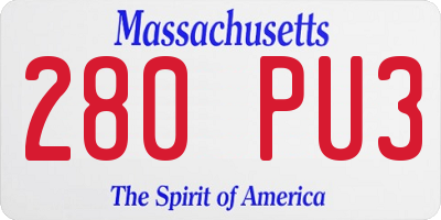 MA license plate 280PU3