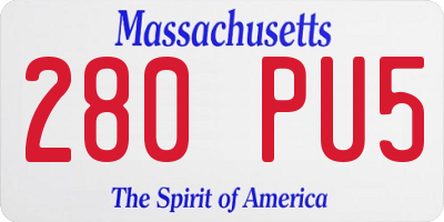 MA license plate 280PU5