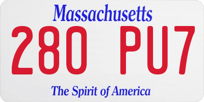 MA license plate 280PU7