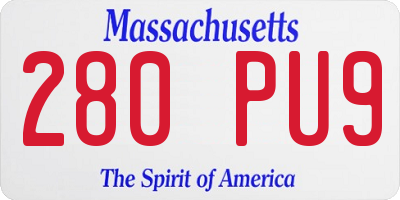 MA license plate 280PU9