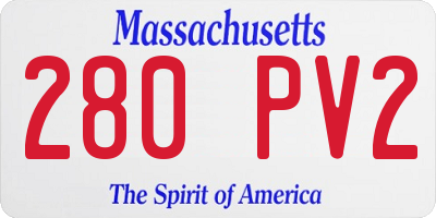 MA license plate 280PV2
