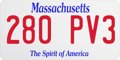 MA license plate 280PV3
