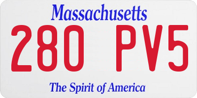 MA license plate 280PV5
