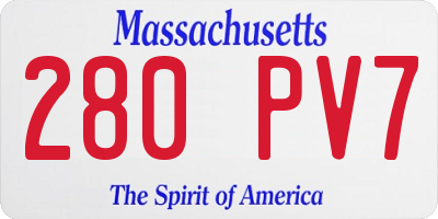 MA license plate 280PV7