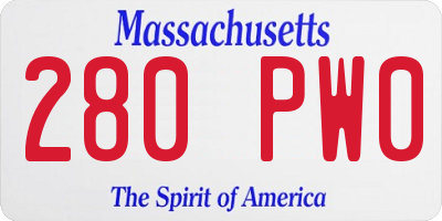 MA license plate 280PW0