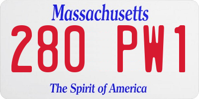 MA license plate 280PW1