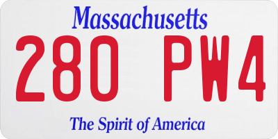 MA license plate 280PW4