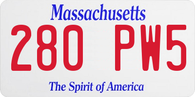 MA license plate 280PW5