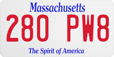 MA license plate 280PW8