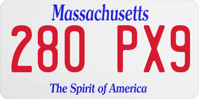 MA license plate 280PX9