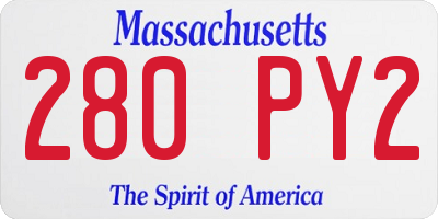 MA license plate 280PY2