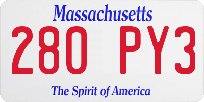 MA license plate 280PY3
