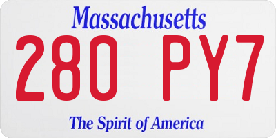 MA license plate 280PY7