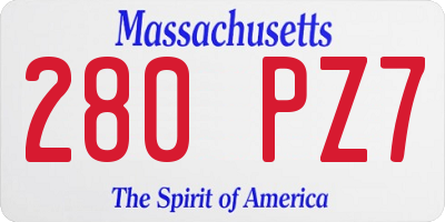 MA license plate 280PZ7