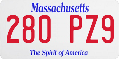 MA license plate 280PZ9