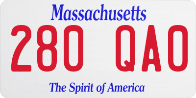 MA license plate 280QA0