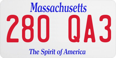 MA license plate 280QA3
