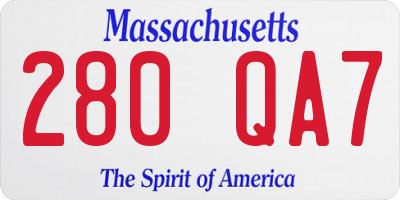 MA license plate 280QA7
