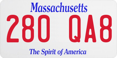 MA license plate 280QA8