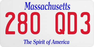 MA license plate 280QD3