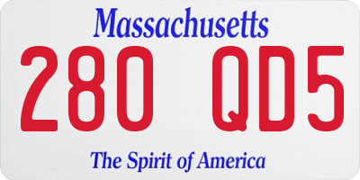 MA license plate 280QD5