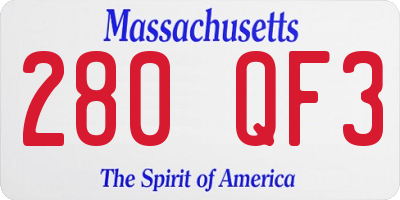 MA license plate 280QF3