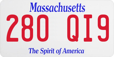 MA license plate 280QI9