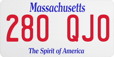 MA license plate 280QJ0