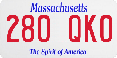 MA license plate 280QK0