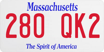 MA license plate 280QK2