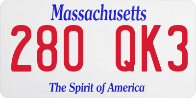 MA license plate 280QK3
