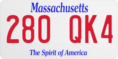 MA license plate 280QK4