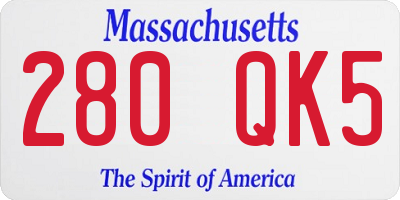 MA license plate 280QK5