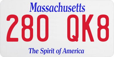 MA license plate 280QK8