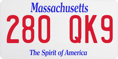 MA license plate 280QK9