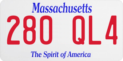 MA license plate 280QL4